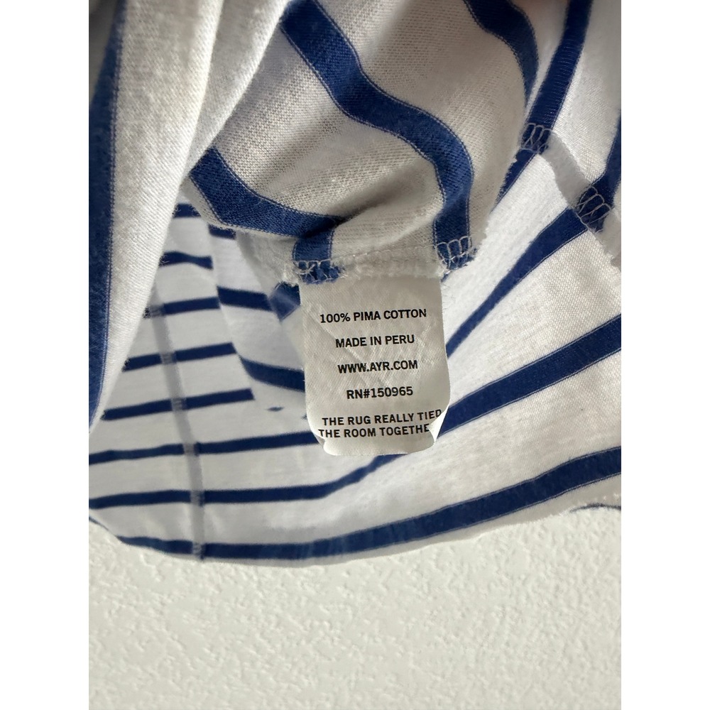 AYR Nautical Stripe T-Shirt Size S White Blue Pima Cotton - Picture 5 of 8